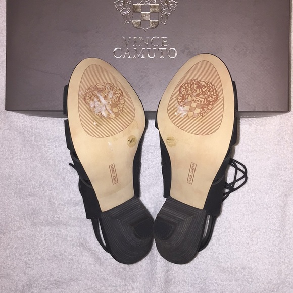 New Vince Camuto Black Lace Up Heeled Sandals Sz 7 - Picture 4 of 5